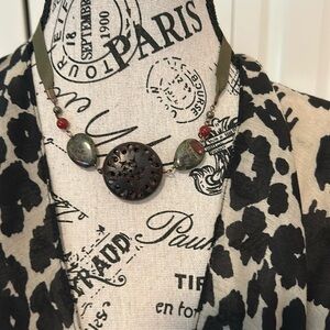 Minimalist Choker Necklace with Hollowed Out Sandalwood Central Bead